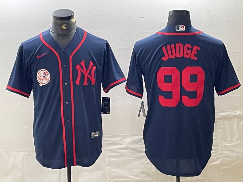 Men New York Yankees #99 Judge Blue Third generation joint name Nike 2024 MLB Jersey style 3